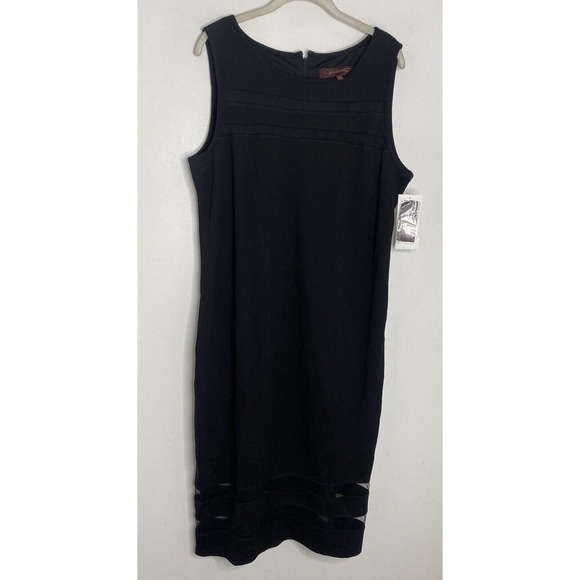 Hue Fulrnstun Black Sleeveless Mesh Knit Strech Midi Dress Size XL New - Picture 2 of 6